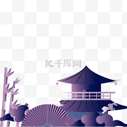 新中式中秋中秋节底部边框装饰