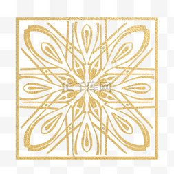 创意装饰图案图片_水彩金色方形花纹传统韩国饰品花