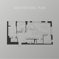 规划建设素材图片_与家具一起规划房子的建筑平面图