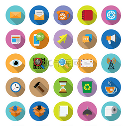 box图片_Flat icons collection with long shadow