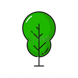春夏森林图片_绿色奇异树孤立的线性图标矢量环