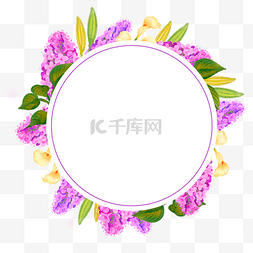 花洒头花洒图片_水彩丁香花卉婚礼边框