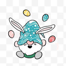 彩蛋黄色图片_玩着彩蛋的复活节可爱卡通兔子
