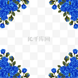蓝色花朵玫瑰花边框蓝金花卉植物