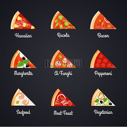 面包片的矢量图片_披萨切片图标套装制作披萨装饰图
