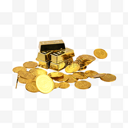 经济金钱金条硬币金币堆