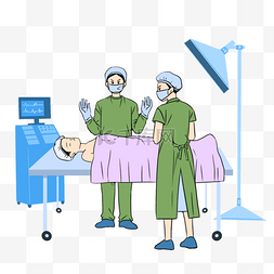 外科绿色医生手术医疗卡通