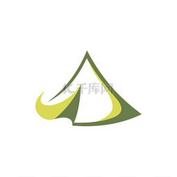 露营绿色三角形帐篷隔离图标矢量