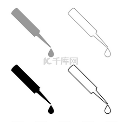 滴胶硅胶套装图标灰黑色矢量插图