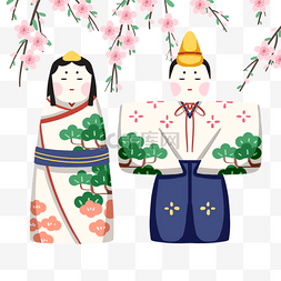 日本文化祭图片_彩色卡通日本女儿节节日玩偶