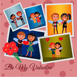 pink图片_Be my Valentine festival banner vector illust