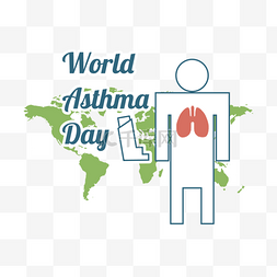 创意世界哮喘日呼吸器与人