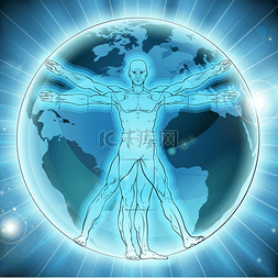 globe图片_Vitruvian Man Earth Globe World Background