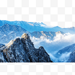 黄山山峰白雪冬季景色