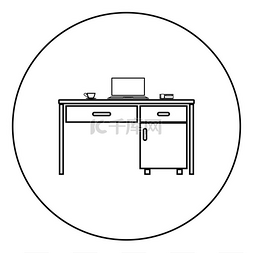 圆形表格图片_桌面与笔记本电脑电话和茶杯业务