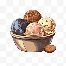 手绘夏日甜品冰淇淋