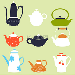 咖啡矢量图片_茶咖啡季节秋冬季水壶设置早餐茶