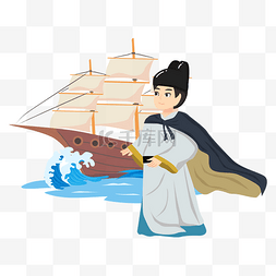 航海素材图片_郑和下西洋帆船古代人物