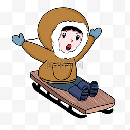 冬季户外玩耍滑雪车女孩冬天娱乐