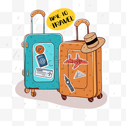 旅行元素图片_带着行李箱去旅行