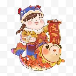 新年春节善财童子童男童女