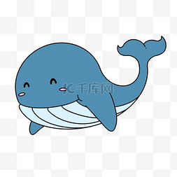可爱卡通蓝色鲸鱼大海生物海洋