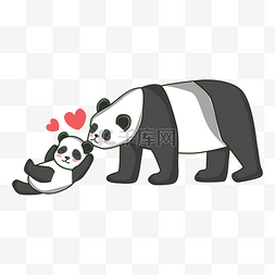 熊猫亲子动物矢量图