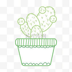 手绘盆栽图片_绿色白色可爱卡通仙人掌植物盆栽