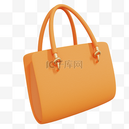 牛皮手拎包图片_3DC4D立体橘色手提包
