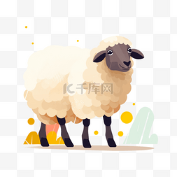 可爱的动物小绵羊图片_手绘动物扁平素材绵羊(1)