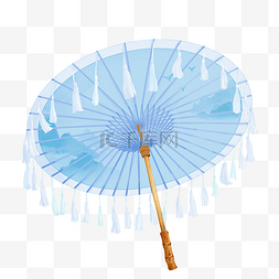 油纸伞中国风图片_古风蓝色油纸伞