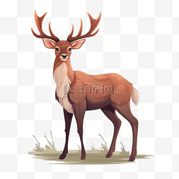 扁平卡通免抠图素材鹿