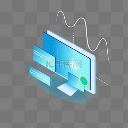 蓝色立体元素图片_蓝色渐变科技立体电脑