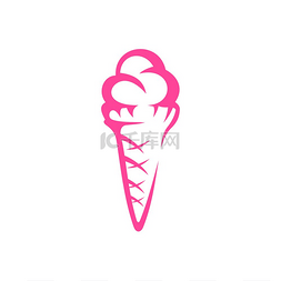 华夫饼格纹图片_与孤立的冰淇淋球的华夫蛋筒。