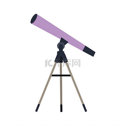 科学仪器矢量图片_平面样式的望远镜矢量天文观测天