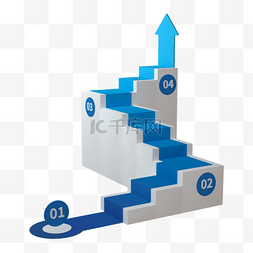 步骤图片_3d蓝色阶梯步骤业务图表