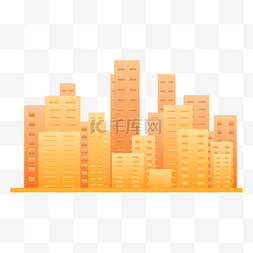 城市图片_黄色扁平风城市建筑