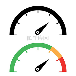 The black and color speedometer icon.. 黑色