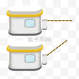 门锁插画图片_门闸杆汽车收费站立体