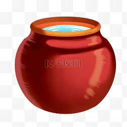 瓷图片_红色圆形水缸容器