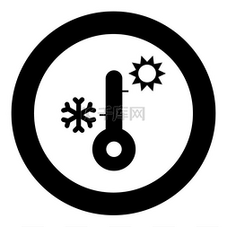 华氏温度图片_圆形或圆形矢量图中的温度计图标