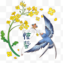 春季春天惊蛰节气油菜花风筝燕子