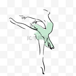 抽象线条画女性芭蕾舞浅绿色