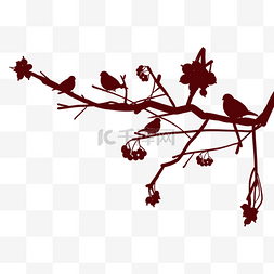 图案轮廓图图片_树枝秋季植物倒影图案