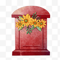 邮箱水彩黄色花朵