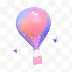 热气球png图片_c4d潮流镭射热气球酸性
