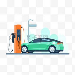 汽车和墙图片_新能源汽车充电服务交通工具