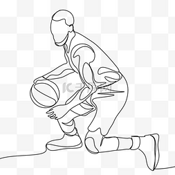 体育运动抽象图片_简约线条画男生篮球运动员