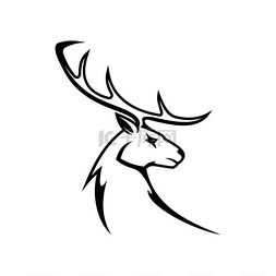 鹿头黑色图片_有鹿角的鹿动物被隔绝的外形头。