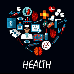 心形标志设计图片_心脏形状的医学符号信息图海报医